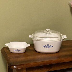 Vintage Cornflower Corning Ware P-2 1/2_B and Petite Dish P_41